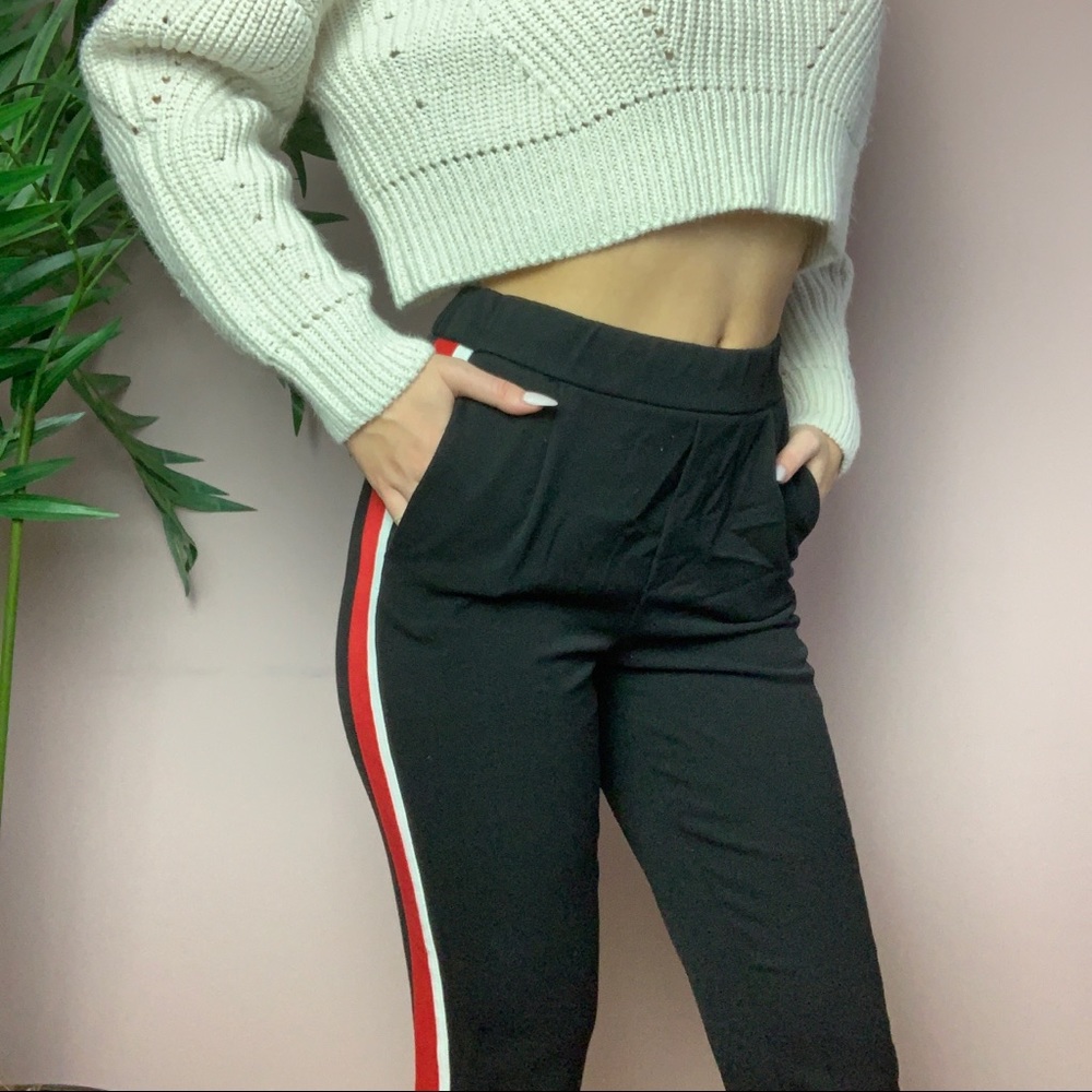 Zara trousers with red stripe